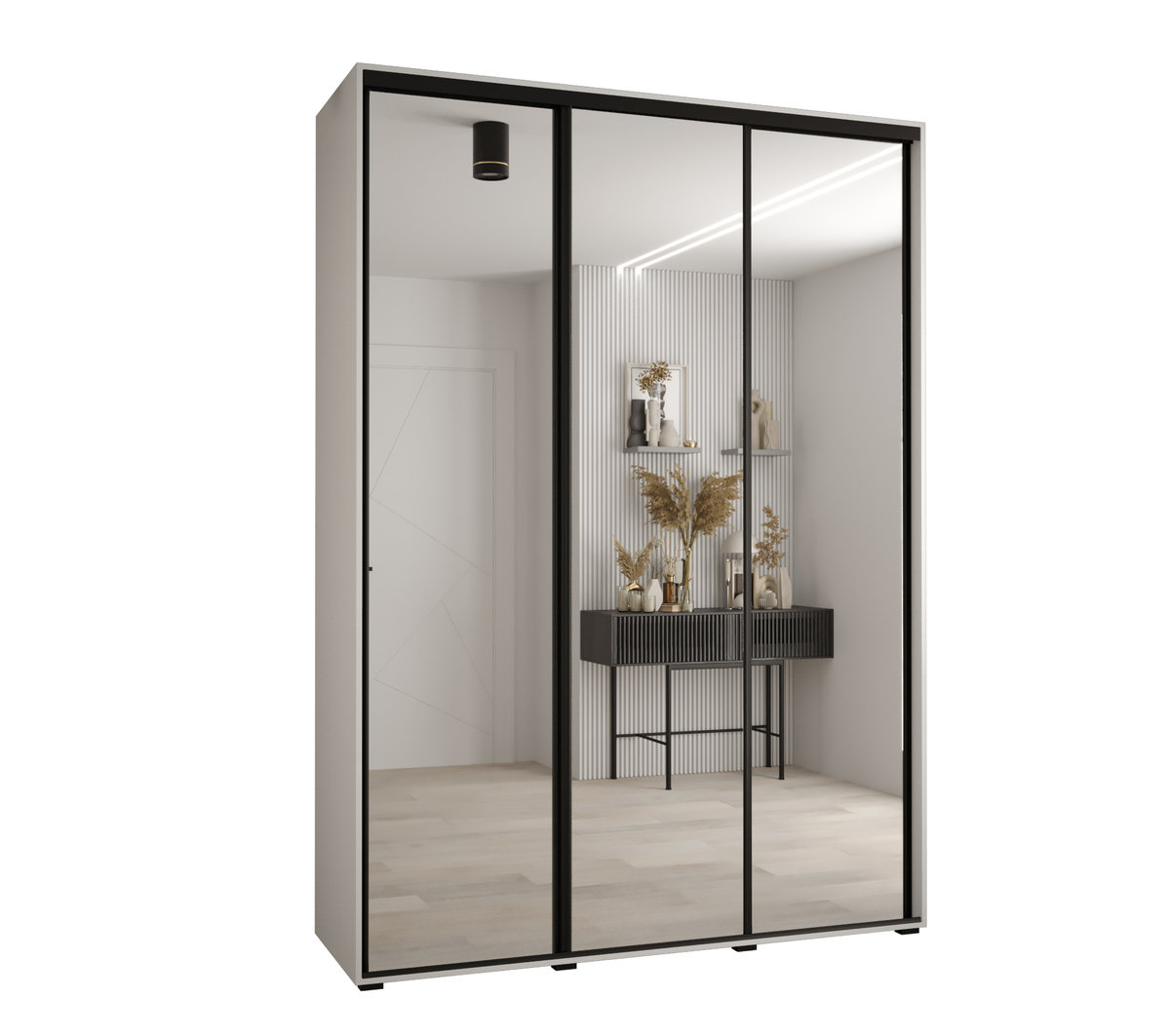 Szafa przesuwna wysoka Davos 2 170 gł. 60 biały + biały + czarny