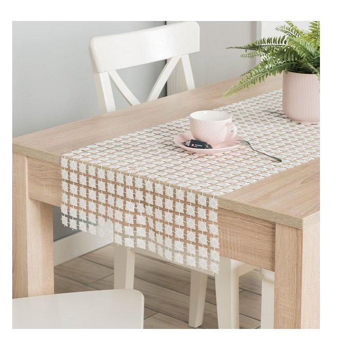 Bieżnik gipiurowy elegancki Jasmina 40x140 off white