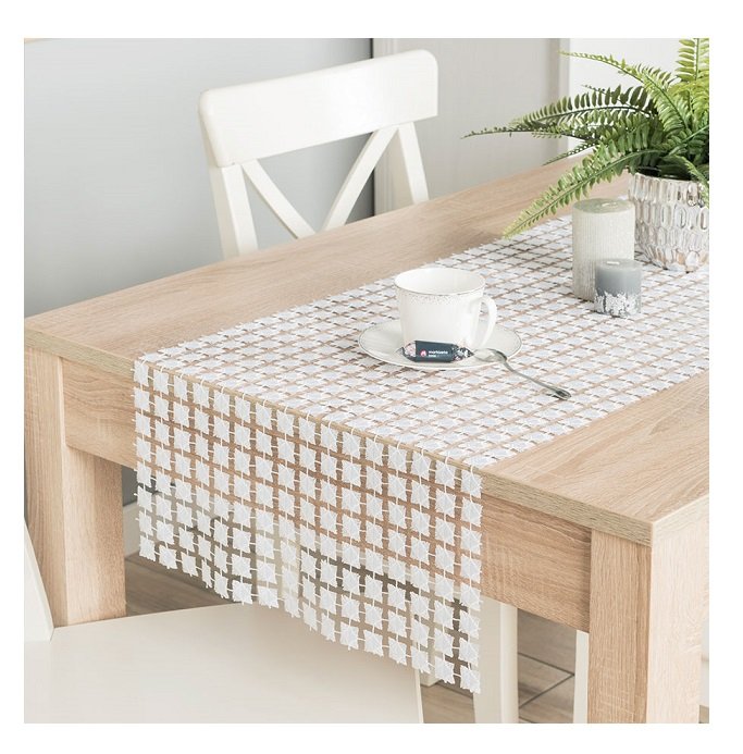 Bieżnik gipiurowy elegancki Jasmina 40x140 biały