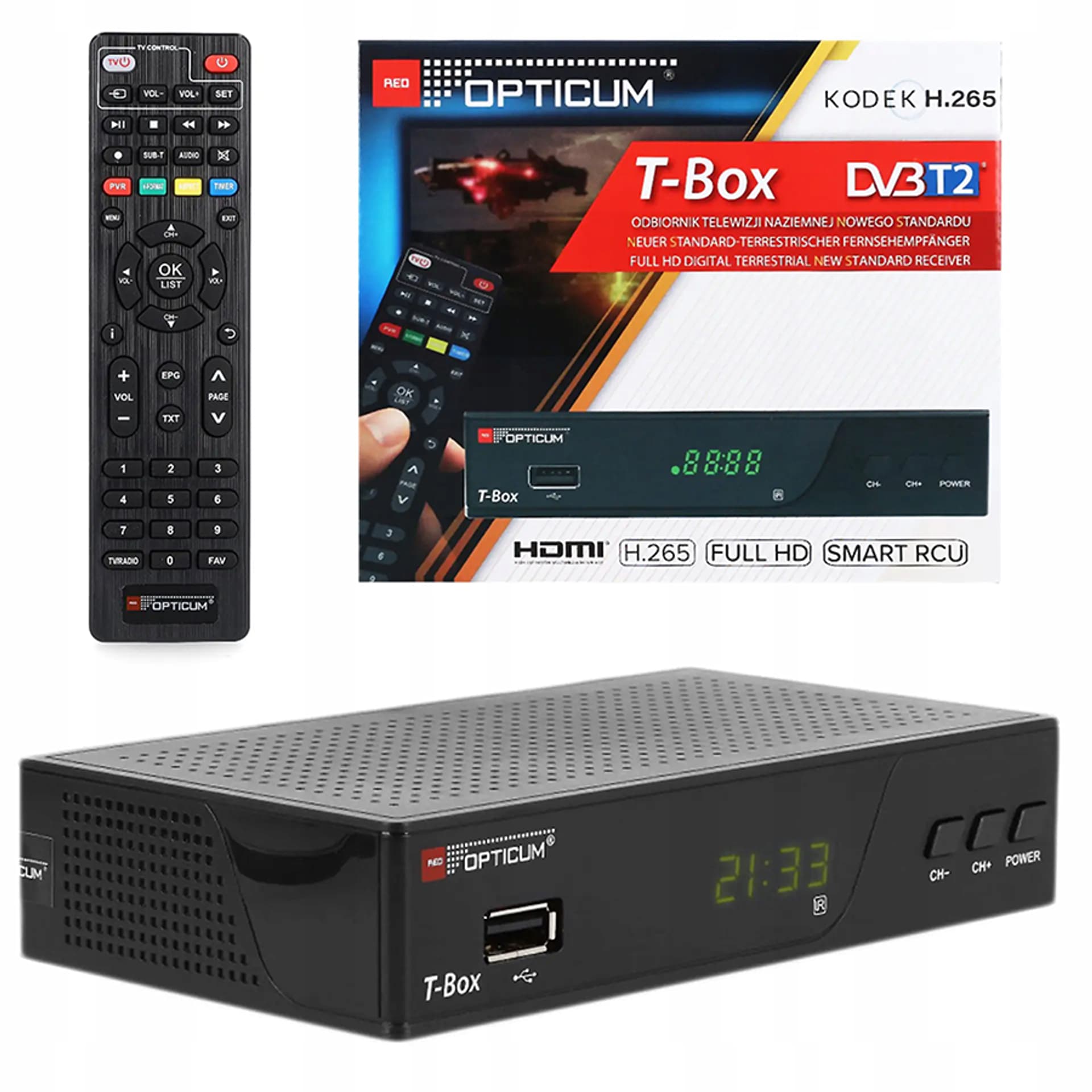 OPTICUM RED T-BOX DVB-T2 HEVC H.265 
