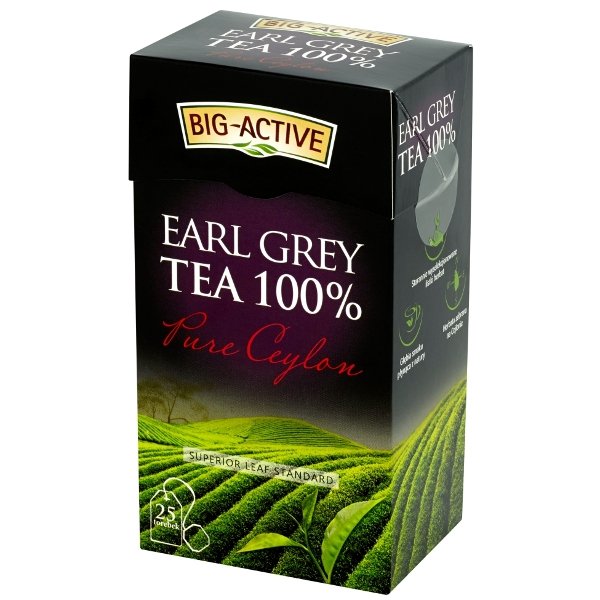 Herbata czarna, aromatyzowana BIG ACTIVE Earl Grey Tea 100% Pure Ceylon, 50 g