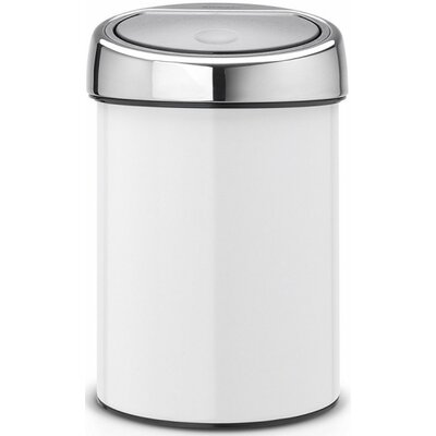 Brabantia Kosz na śmieci z pokrywą Touch Bin, biały, 3 l