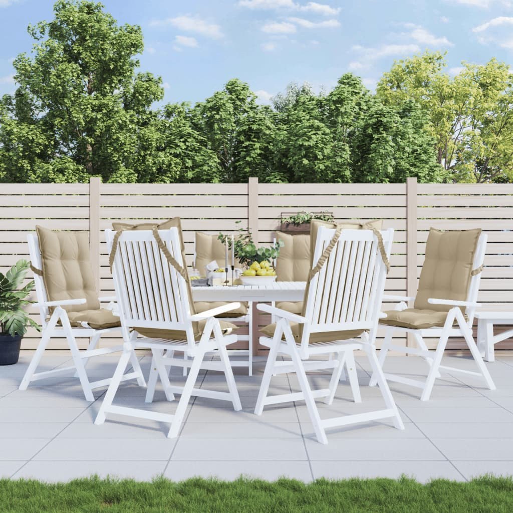 Poduszki na krzesła z wysokim oparciem, 6 szt., beżowe, Oxford