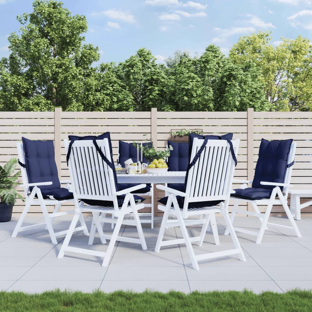 Poduszki na krzesła z wysokim oparciem, 6 szt., granatowe