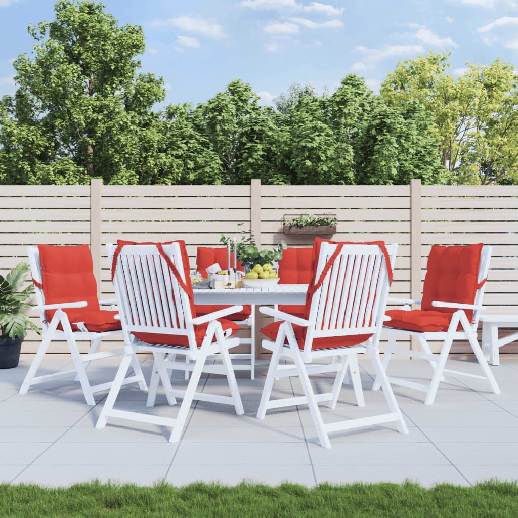 Poduszki na krzesła z niskim oparciem, 6 szt., czerwone