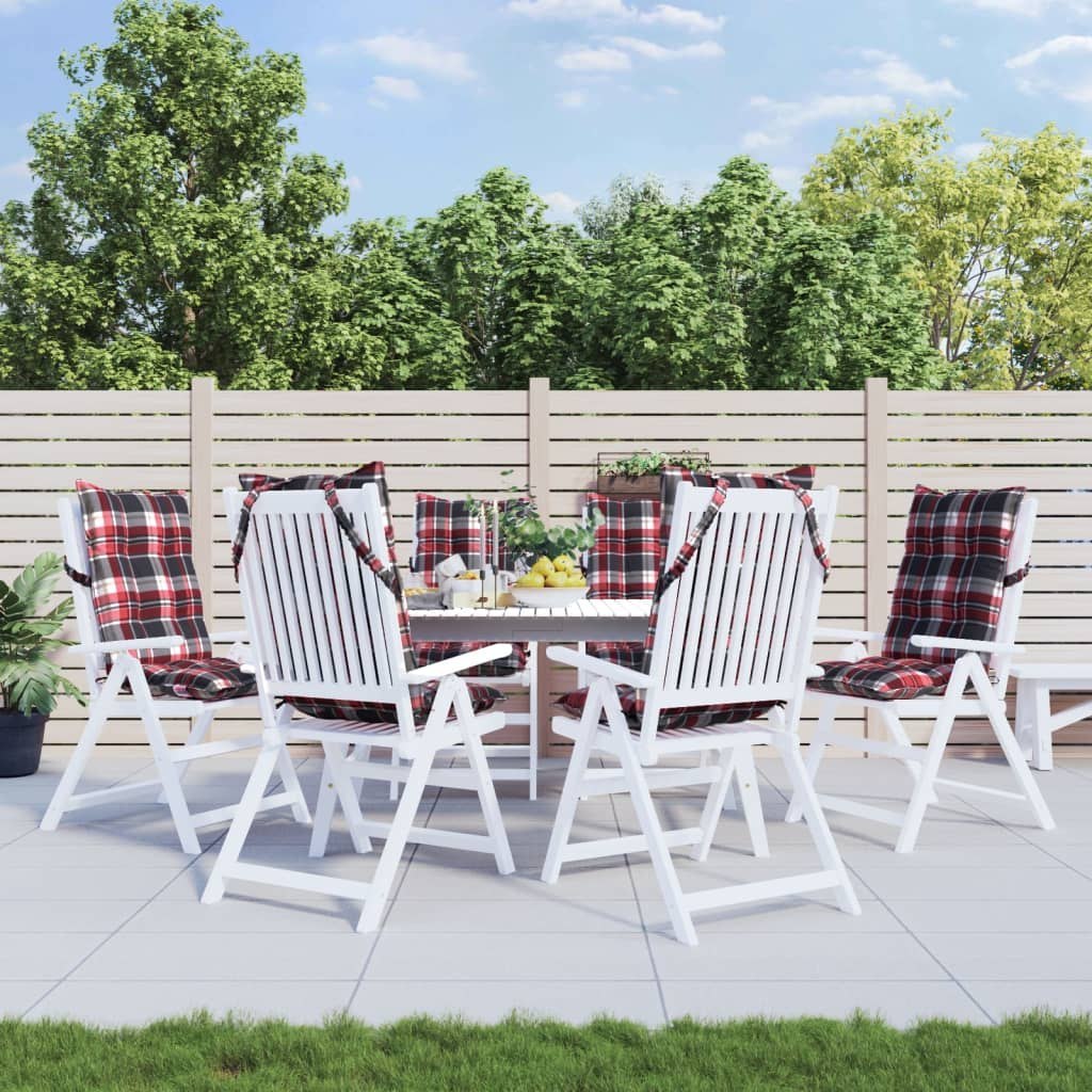 Poduszki na krzesła z wysokim oparciem, 6 szt., czerwona krata