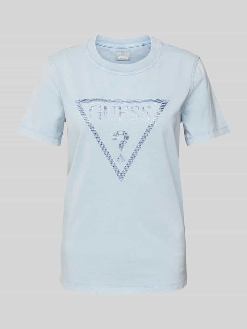 T-shirt z obszyciem z kamieni stras