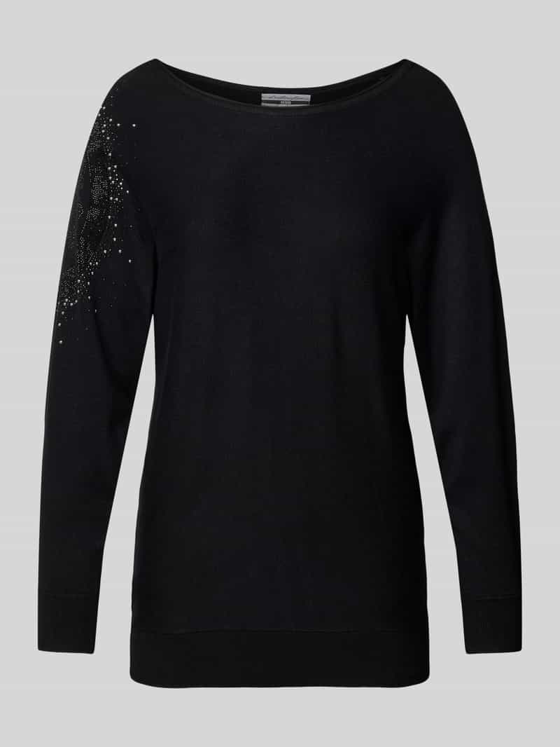 Sweter z dzianiny z obszyciem ozdobnymi kamieniami model ‘LESLIE’