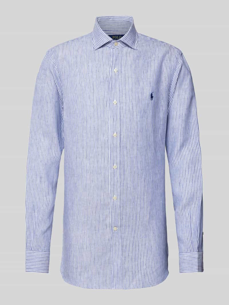 Koszula lniana o kroju Slim Fit z wzorem w paski