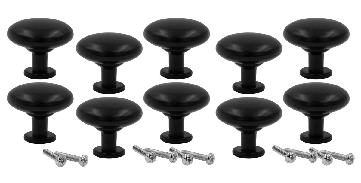 10X Gałka Uchwyt Do Mebli Czarny Elegancki 28 Mm