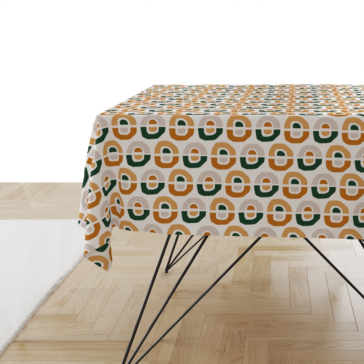 Obrus SUMMER wzór SM26 | żółte i zielone półkola 150 x 150 cm