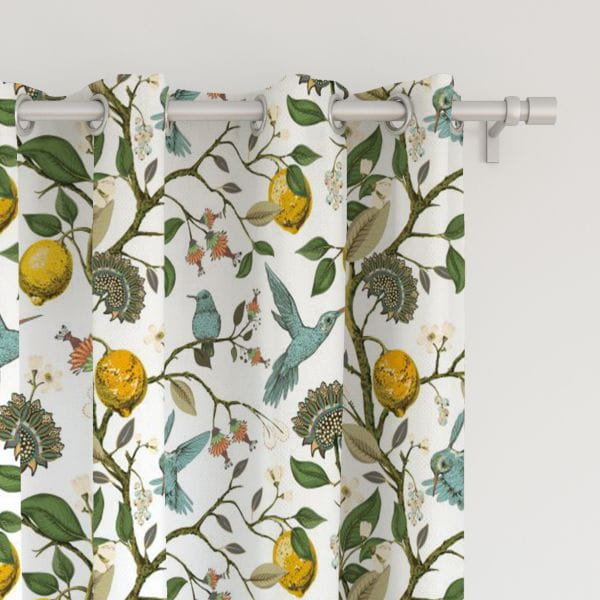 Zasłona SUMMER wzór SM17 | drzewo cytrynowe i kolibry 150 x 150 cm tkanina standard