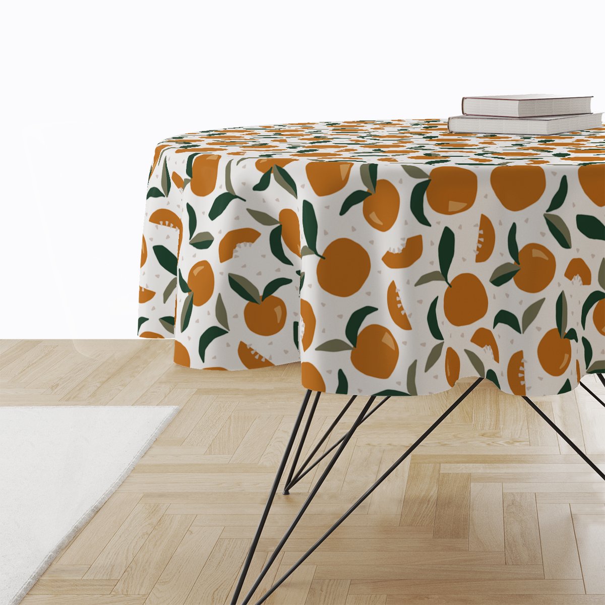 Obrus okrągły SUMMER wzór SM27 | geometryczne pomarańcze średnica 150 cm