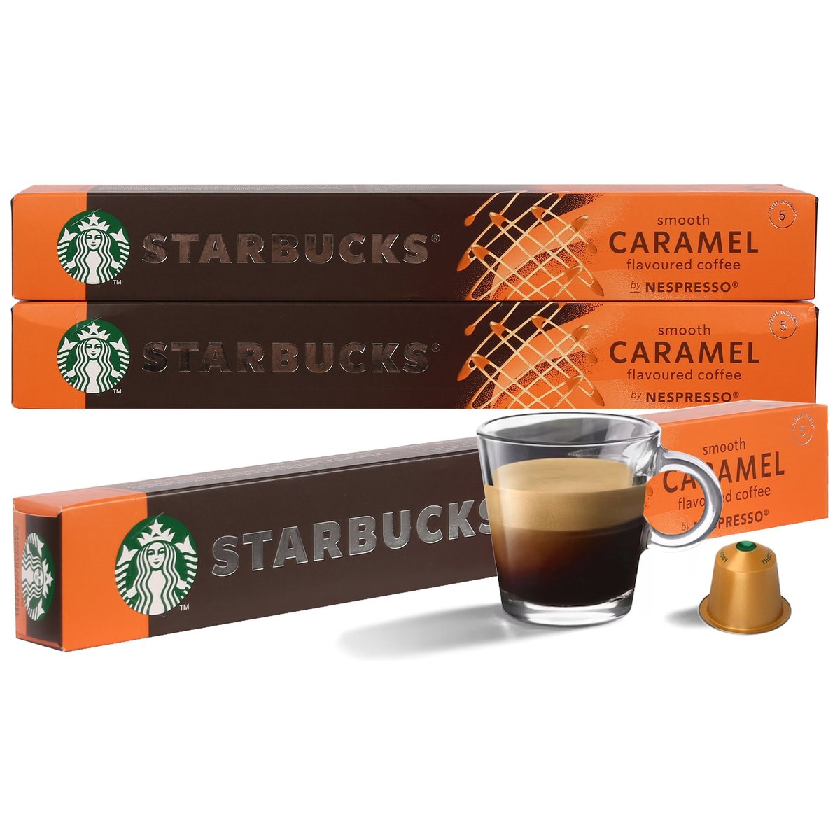STARBUCKS Kawa w kapsułkach, smak karmelowy Smooth Caramel, kompatybilna z Nespresso 30 kapsułek