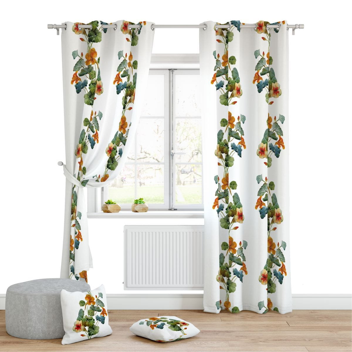 Zasłona SUMMER wzór SM07 | nasturcje 150 x 200 cm tkanina zaciemniająca