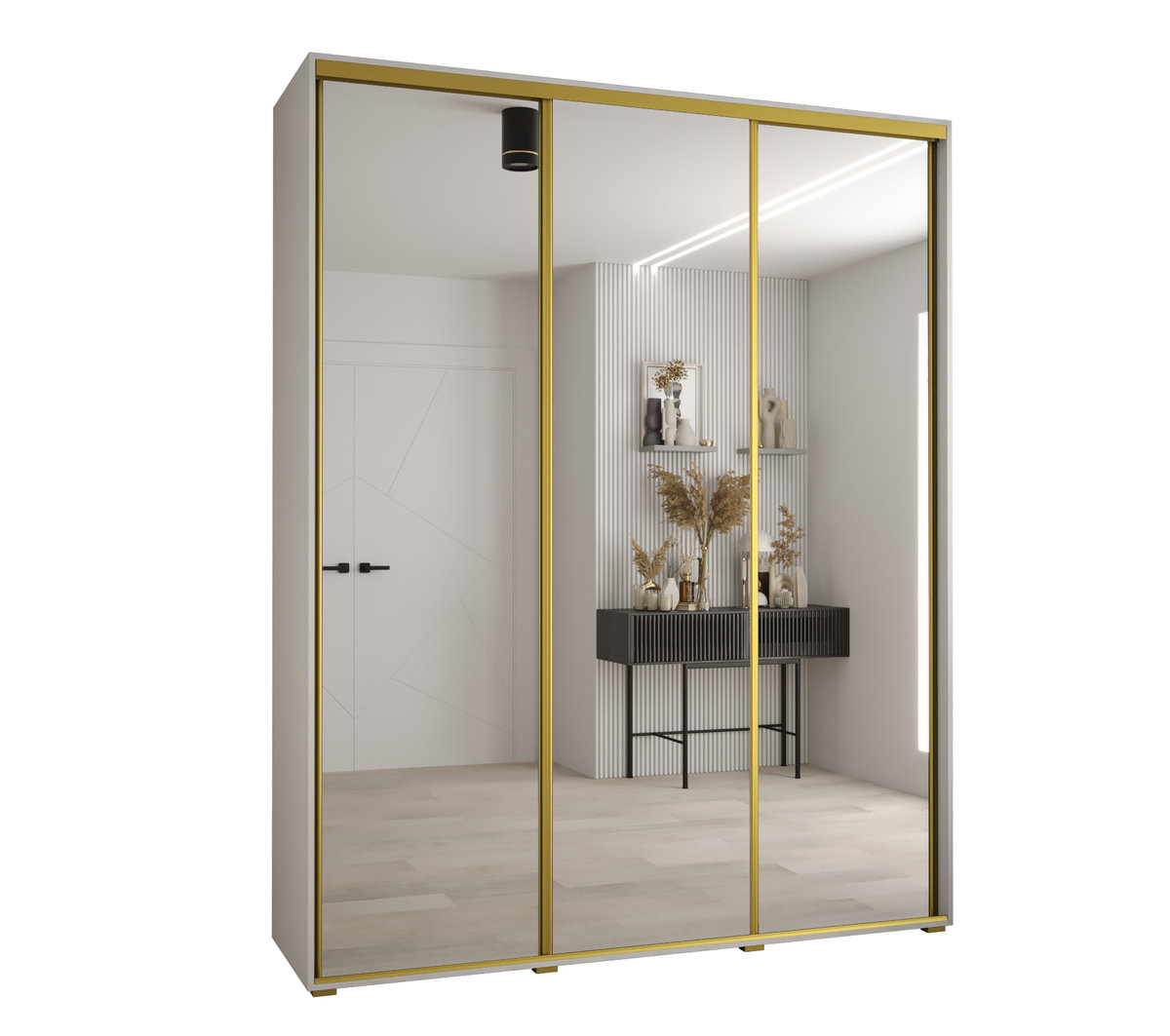 Szafa przesuwna wysoka Davos 2 190 gł. 60 biały + biały + złoty