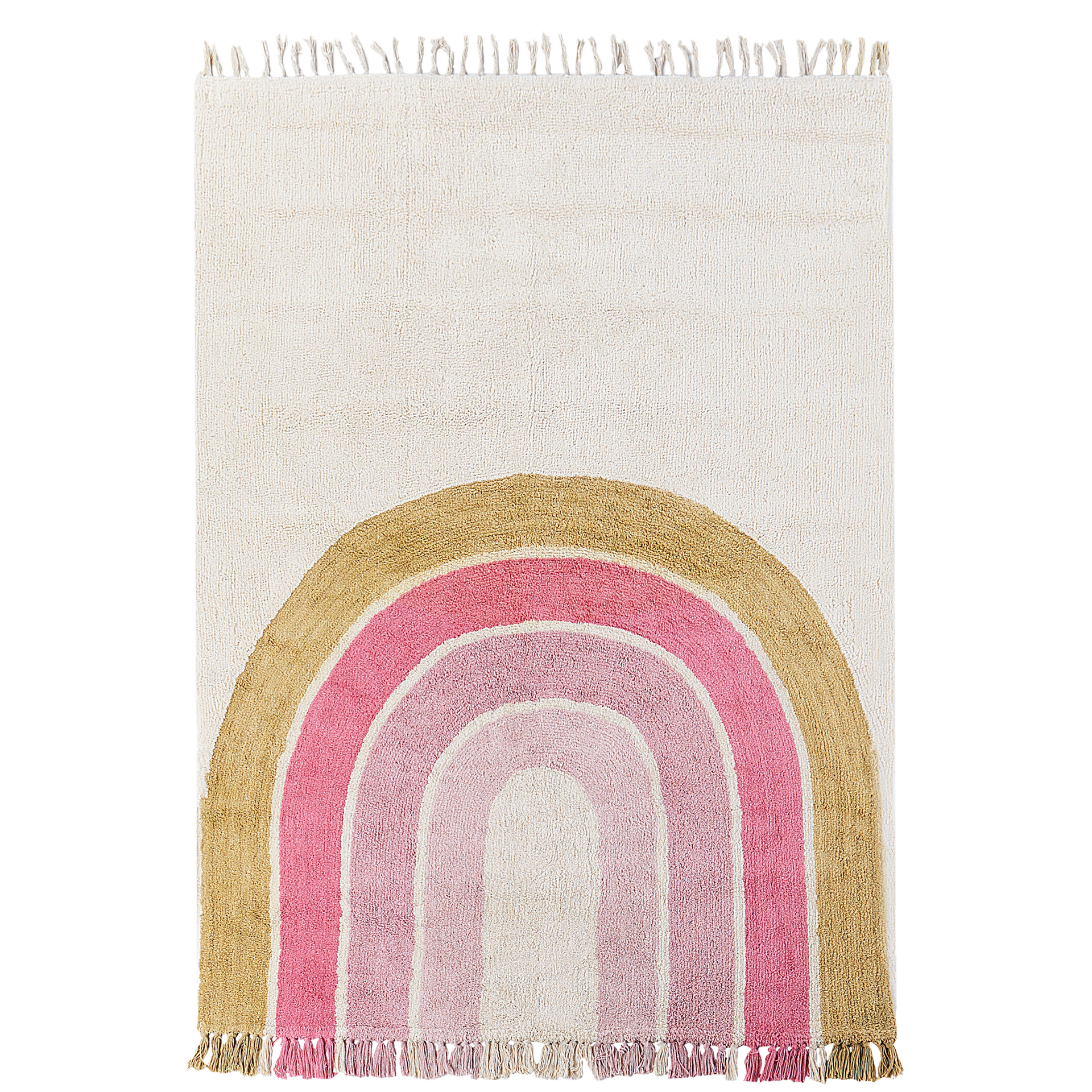 Dywan dziecięcy bawełniany w tęczę 140 x 200 cm beżowy z różowym TATARLI