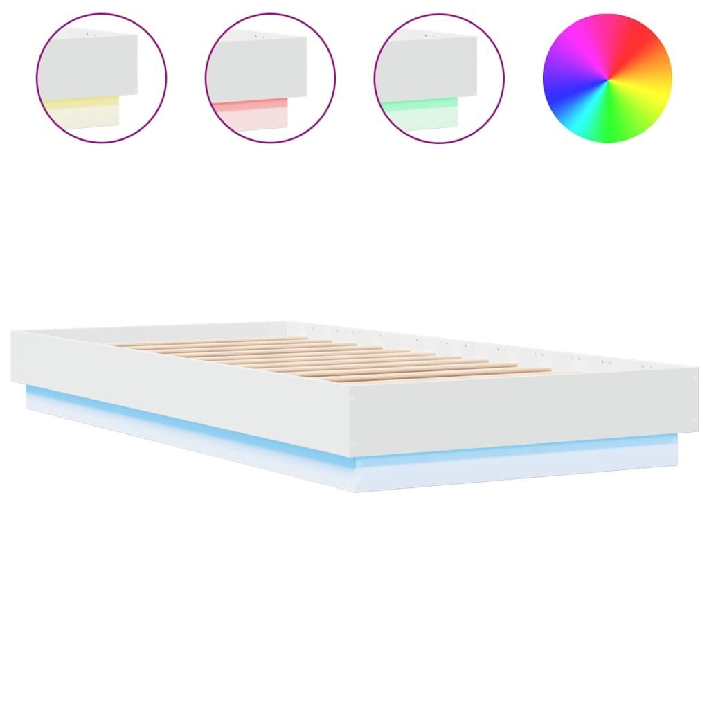 Rama łóżka z oświetleniem LED, biała, 100x200 cm Lumarko!