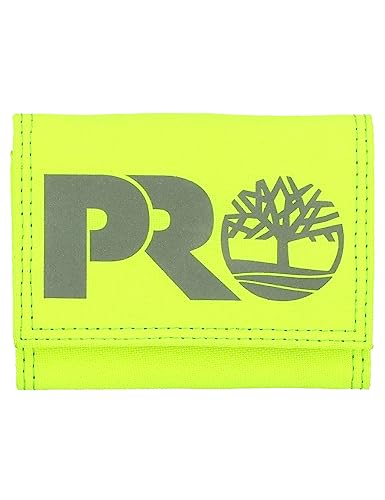 Timberland PRO Męski potrójnie składany portfel z nylonu Cordura RFID z okienkiem na dowód osobisty, jasnożółty (odblaskowy), 11,4 x 2,5 x 7,6 cm, potrójnie składany portfel z nylonem Cordura RFID z