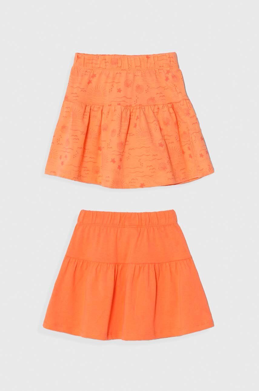 zippy spódnica bawełniana dziecięca 2-pack kolor pomarańczowy mini rozkloszowana - Zippy
