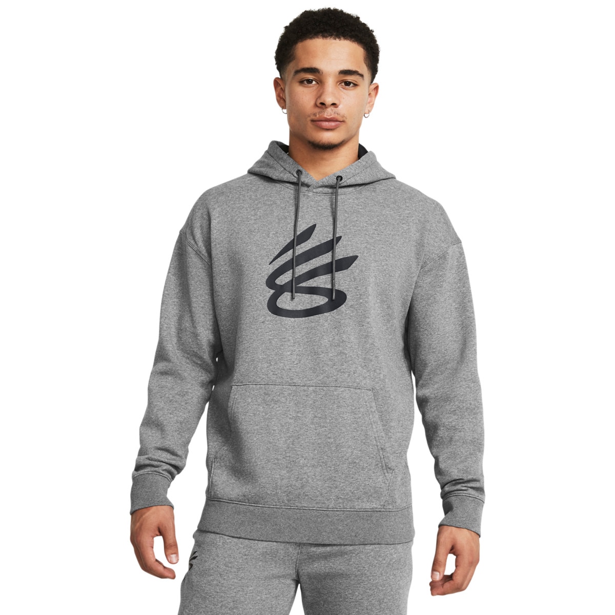 Męska bluza dresowa nierozpinana z kapturem Under Armour Curry Splash Hoodie - szara - UNDER ARMOUR