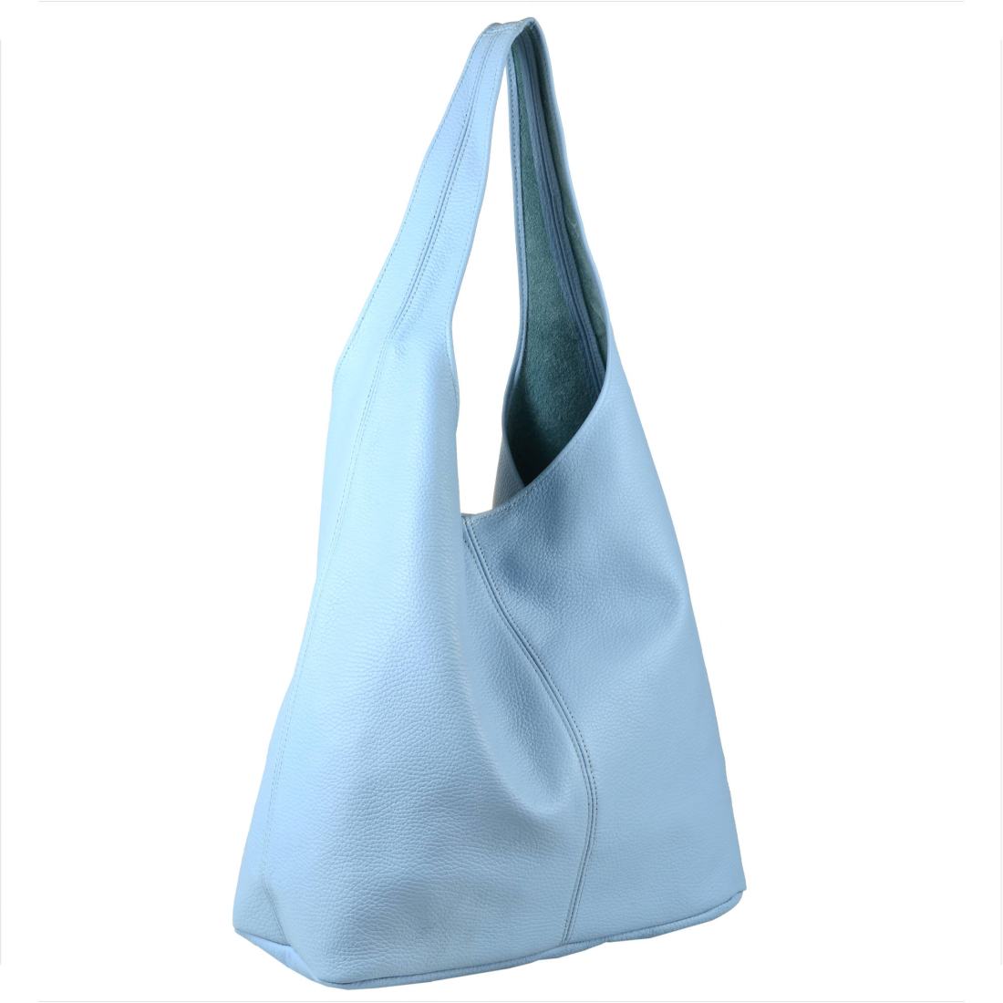 Torebka worek skórzana shopper magnes baby blue - Borse in Pelle