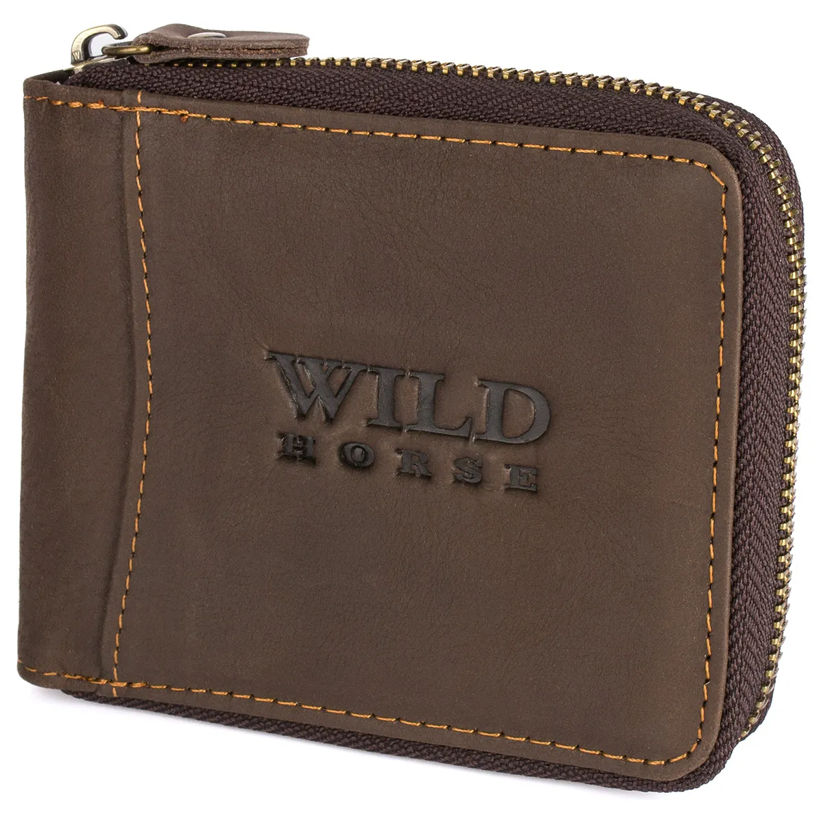 Męski portfel skórzany  Wild Horse 09 brązowy z przeszyciami RATY 0% | PayPo | GRATIS WYSYŁKA | ZWROT DO 100 DNI