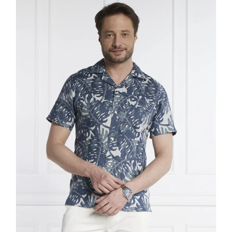 Tommy Hilfiger Lniana koszula W-DIFFUSED FOLIAGE | Regular Fit