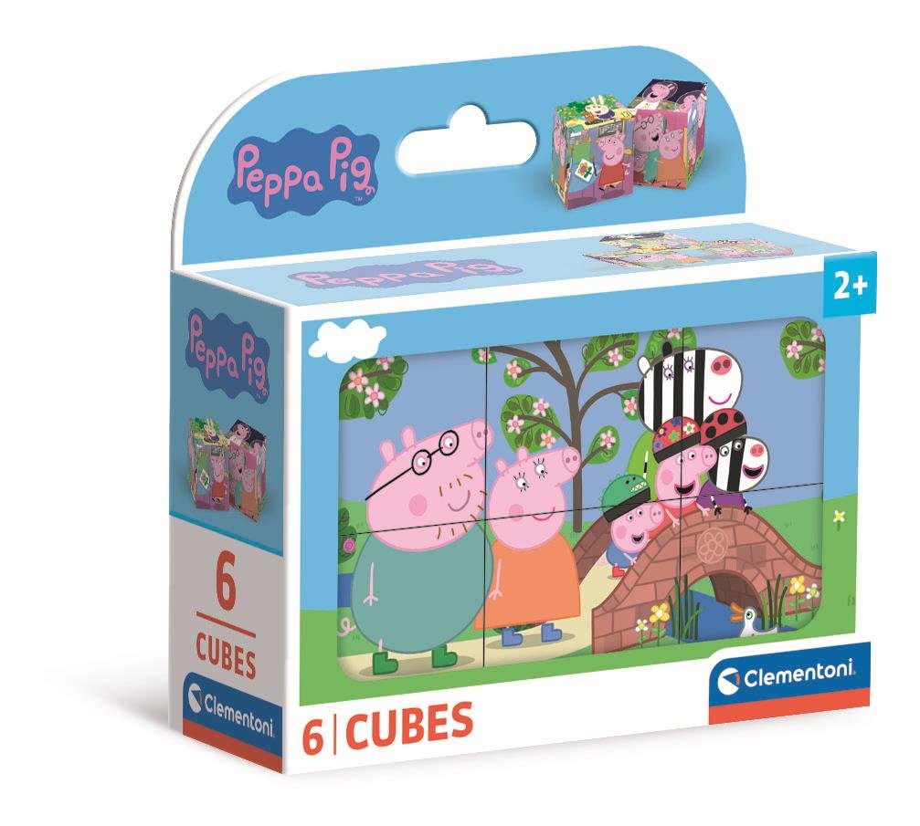 Clementoni, Klocki Sześcienne, Peppa Pig, 6 el.
