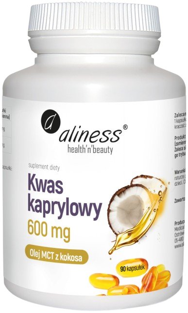 Aliness, Kwas kaprylowy (60% C8), Suplement diety, 600 mg x 90 kaps.