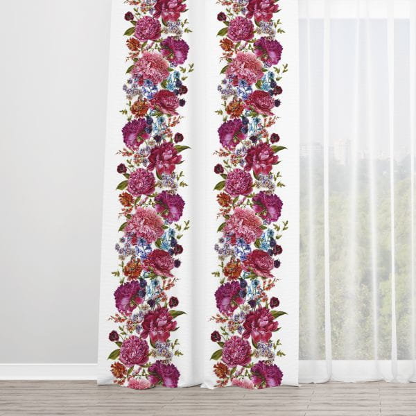 Zasłona SUMMER wzór SM08 | różowe ogrodowe piwonie 150 x 300 cm tkanina standard