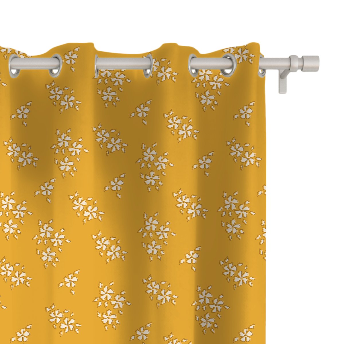 Zasłona SUMMER wzór SM36 | drobne kwiatki na żółtym tle 150 x 200 cm tkanina standard