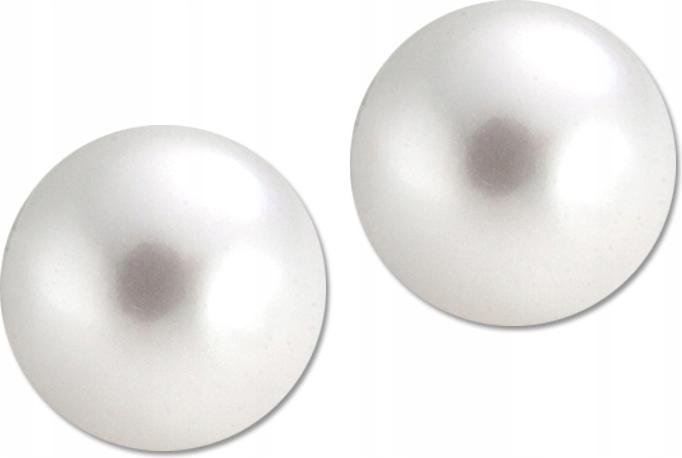 Srebrne kolczyki białe perełki na sztyft prezent