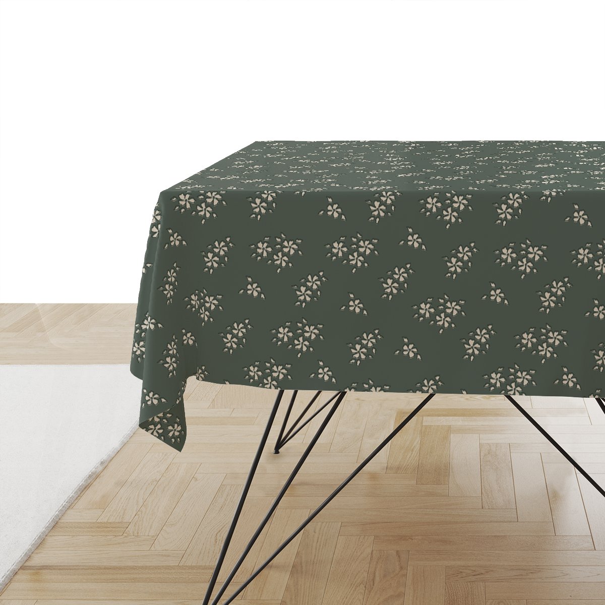 Obrus SUMMER wzór SM35 | drobne kwiatki na szarozielonym tle 130 x 170 cm