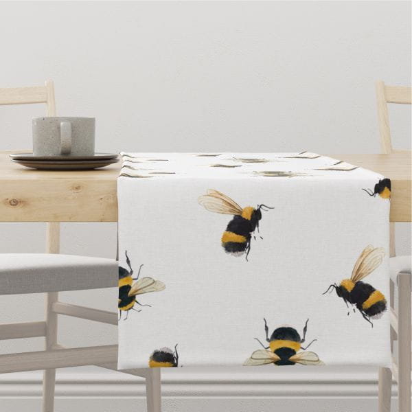 Bieżnik SUMMER wzór SM03 akwarelowe trzmiele 40 x 100 cm