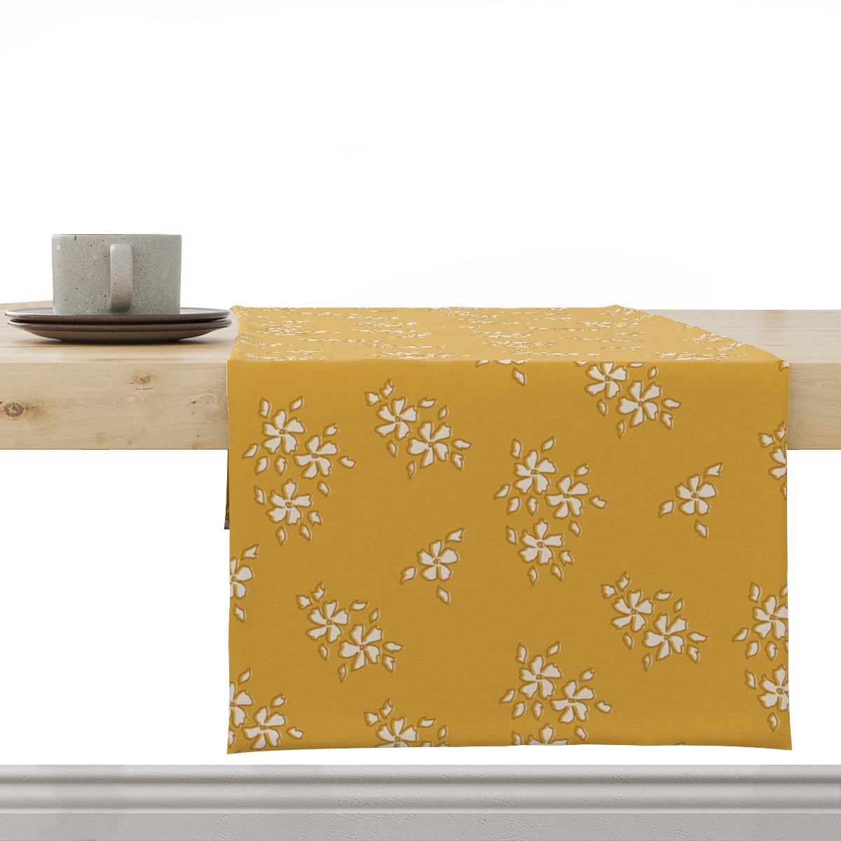 Bieżnik SUMMER wzór SM36 drobne kwiatki na żółtym tle 40 x 100 cm
