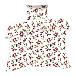 Extrapościel Pościel bawełniana 140x200 1619N biała czerwone kwiatki Classic E24