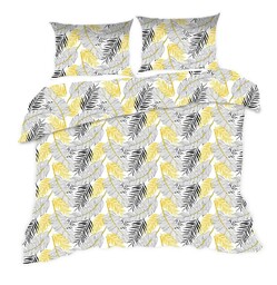 Extrapościel Pościel bawełniana 160x200 1343N biała złote szare liście Classic E24