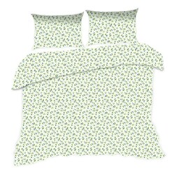 Extrapościel Pościel bawełniana 160x200 1582N beżowa niebieskie kwiatuszki Classic E24