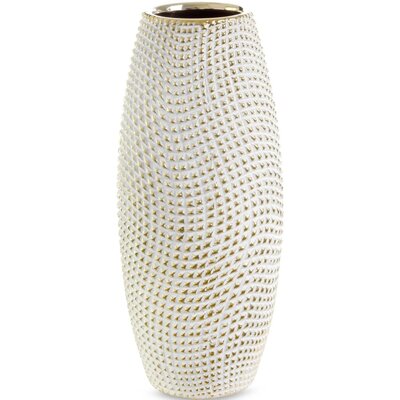 Wazon Ceramiczny Verda 14X14X30 Biały + Złoty