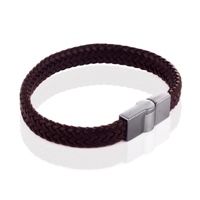 Bransoletka skórzana brązowa EM 24 - EM Men's Accessories