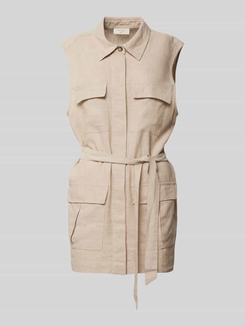 Sukienka lniana z nakładanymi kieszeniami z patką model ‘Lava’
