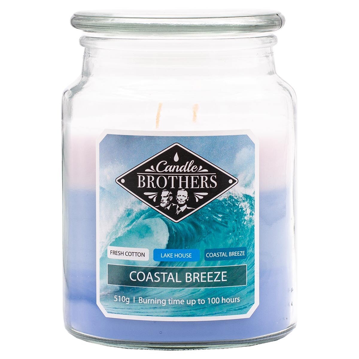 Świeca zapachowa trójkolorowa w szkle Candle Brothers 510 g - Morska Bryza Coastal Breeze
