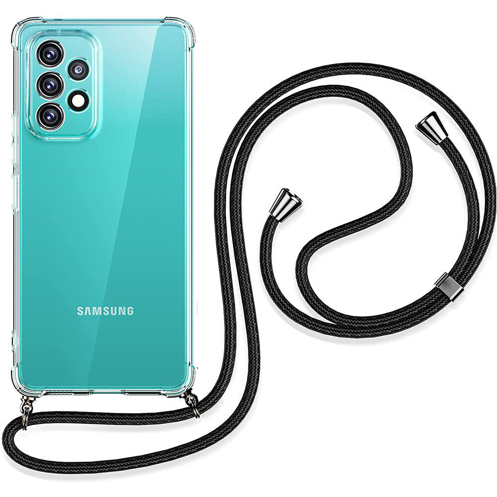 D-Pro Crossbody TPU etui na sznurku z paskiem na ramię do Samsung Galaxy S24 Ultra (Crystal+Black)