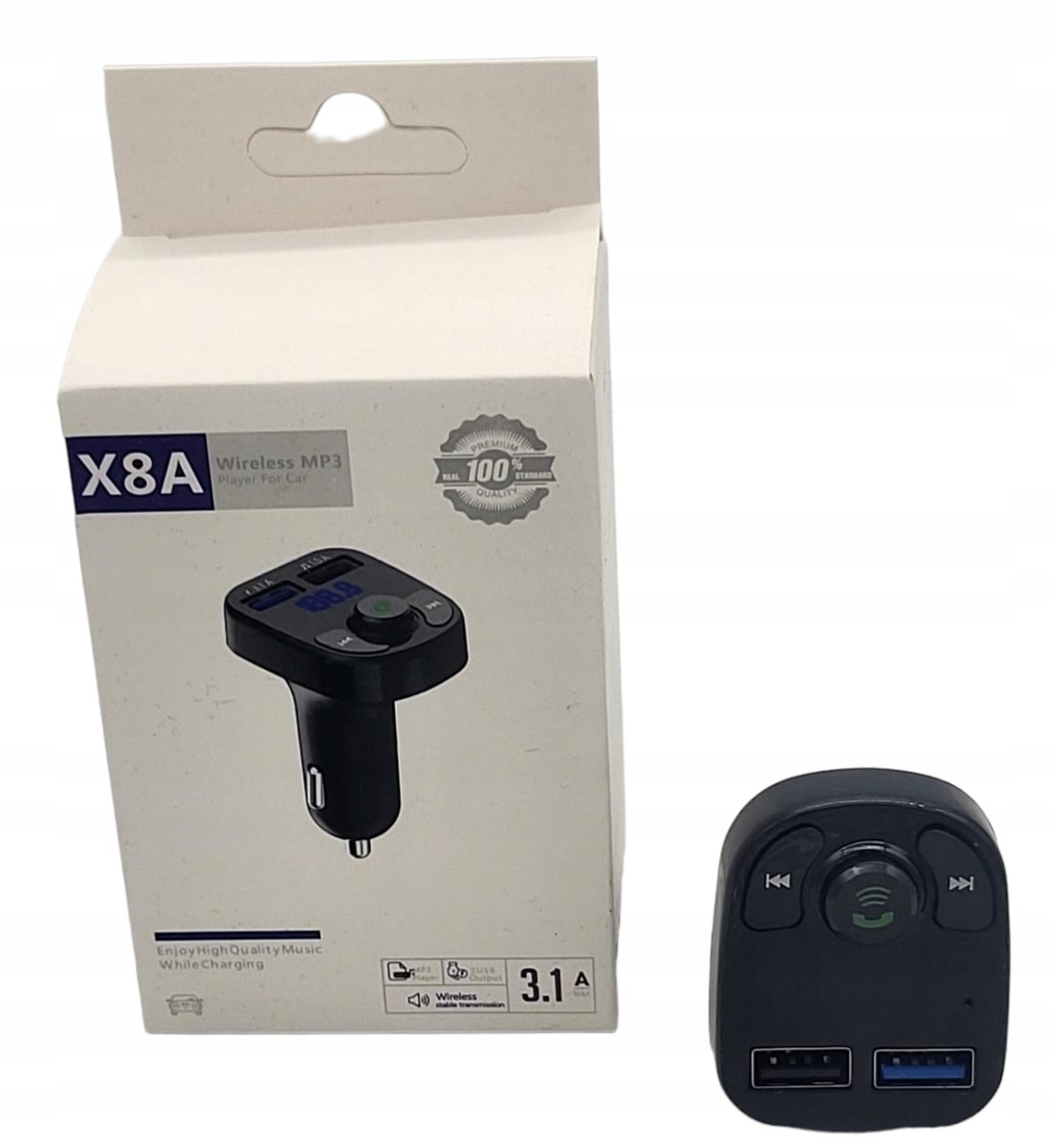 MOCNA ŁADOWARKA SAMOCHODOWA TRANSMITER FM 2xUSB