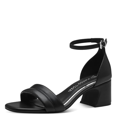 MARCO TOZZI Feel Me sandały damskie, miękka podszewka, wegańskie, 2-28337-42 sandały z obcasem, czarny, 39 eu