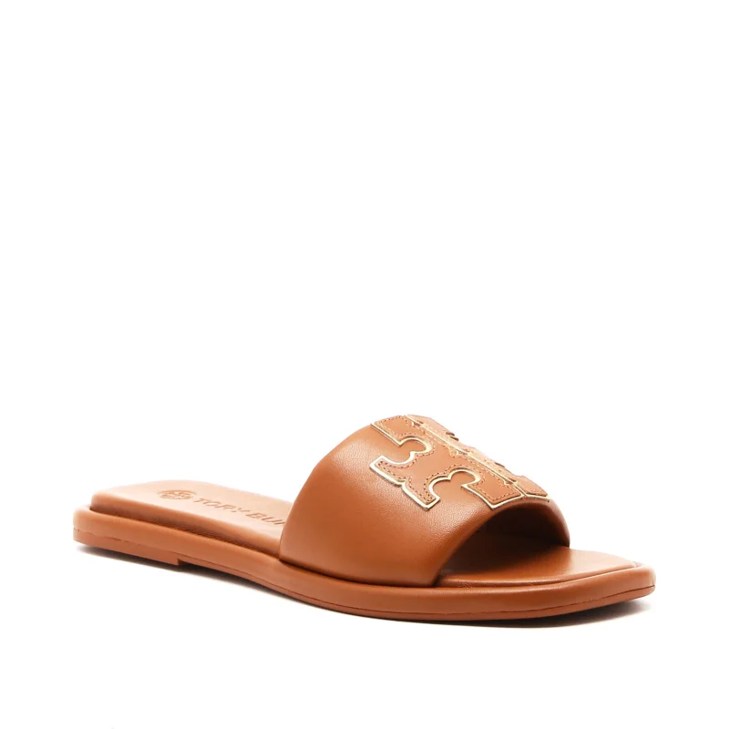TORY BURCH Skórzane klapki DOUBLE T SPORT SLIDE