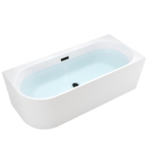 Wanna przyścienna czarny przelew oraz korek narożna prawa 140 cm Mera Hydrosan