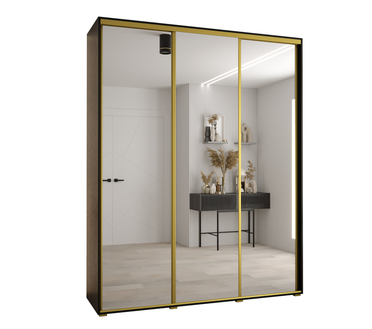 Szafa przesuwna wysoka Davos 2 200 gł. 45 czarny + czarny + złoty