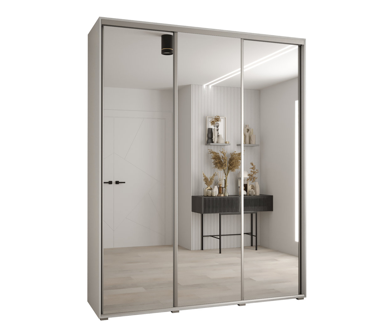 Szafa przesuwna wysoka Davos 2 200 gł. 45 biały + biały + srebrny